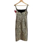 Carolina Herrera Gold Thin Strap square neck fitted Midi Leopard Column dress Photo 11