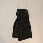 ZARA  Satin Black Mini Dress With Sparkling Straps Photo 3