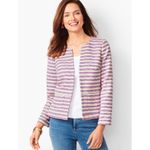 Talbots  Striped Tweed‎ Blazer Jacket Size 16P Preppy 3/4 Sleeve Career Colorful Photo 3