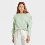 A New Day  light green ruffle sweatshirt Photo 2