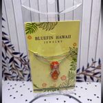 NEW Bluefin Hawaii Jewelry Rhinestone Pineapple Flip Flop Necklace Orange Photo 1