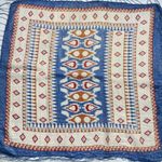 Fringe Scarf Square Southwestern Pattern Blue White Lightweight FLAWS Stripes Photo 2