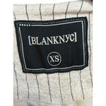 [BLANKNYC] Women XS Pinstripe Linen Asymmetric Drape Front Jacket Blazer Neutral Tan Photo 4