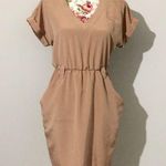 Forever 21 Khaki Tan Beige Dress Military Safari Pockets Photo 0