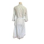 Vintage Miss Elaine Seersucker Robe Blue & Pink Floral Ruffles Wrap Style Sz M Size M Photo 4