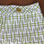 Trina Turk Stretch Cotton Geometric Print Mid-Rise 7" Shorts Green White Size 6 Photo 2