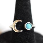 Source Unknown NWOT Magical Crescent Moon Turquoise Gemstone Trendy Unisex Size 8 Open Ring Photo 1