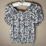 Lucky Brand  Peasant Top Womens Small White Floral SS Shirt Blouse Boho Hippie Photo 1