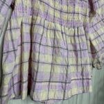 Ganni  Organic Seersucker Orchid Bloom Check Top size 38 6/M Photo 6