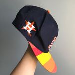 NAVY BLUE/ORANGE STRIPED HUSTON ASTROS SNAPBACK BASEBALL CAP HAT Orange Photo 2