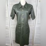 LEATHER CULT Renee Leather Shirt Dress Spanish Green Photo 0