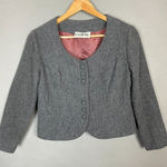 Vintage 1960s Cropped Blazer Jacket 3/4 Length Sleeves Women Carlette Twee Gray Photo 0