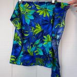 Jantzen  Blue Floral Tropical Wrap Skirt Swim Cover Up Stretch Tie Beach Vacation Photo 3