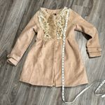 Elegant Tan Teddy Jacket with Ruffle Details Size XS Photo 9