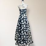 Lulus  S Black White Floral Strapless Maxi Dress Bustier Organza Wedding Guest Photo 4
