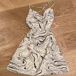 Princess Polly Celena Mini Dress in White Brown Swirl Size 0 Photo 0