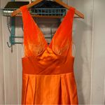 Source Unknown Stunning tangerine dream velvet deep v satin maxi dress mesh side panel ballgown Photo 5