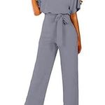 NEW Gray Jumpsuit Wide Leg Casual S NO BELT Photo 0