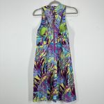 Title Nine Arabella Nimblene Halter Dress Purple Palm Trees Back Zip SUP Size 8 Photo 2