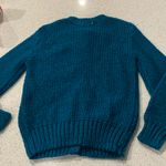 Michael Richards Wo Size Small Vintage Teal Knit Sweater with Floral Embroidery Photo 9