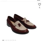 Etienne Aigner Vintage 1970 Burgundy Leather And Cream Loafers Photo 5