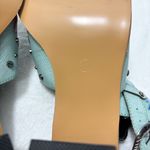 Boho Embroidered Booties Blue Vegan Chunky Block Heel Buckle Slingback Boots 11 Photo 14