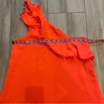 Crosby Bright Melon Orange One Shoulder Top with Ruffle and Pom Photo 8