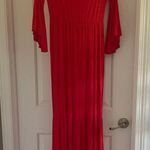 #4 Maternity Retro Off Shoulder Flare Sleeves Mermaid Gown Maxi PhotographyDress Red Size undefined Photo 4