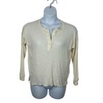 American Eagle AE  Cream Waffle Knit Long Sleeve Henley Tee XS Oversized Photo 2