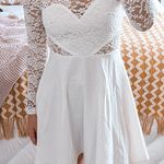 Xenia White Lace Long-sleeve Mini Dress  Photo 0