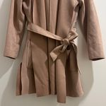 ZARA  Basic Hooded Faux Suede Belted Trench Coat - Pale Pink/Tan - Small Photo 1