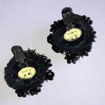 Black Beaded Floral Shoe Clips Photo 4