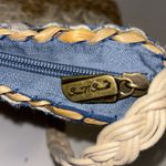 SUN AND SAND TAN WOVEN SHOULDER BAG BLUE & CREME COLOR CLOTH DESIGN WITH FRINGE Photo 9