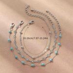 NEW Sweet Dainty Boho Beachy Summer Anklet Trio Silver Photo 3