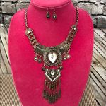 Antique gold Egyptian collar necklace set New Photo 0