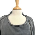 Free People  Asymmetrical Cropped Distressed Moto Jacket Indie Gray size Small Photo 5