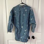 ZARA [] Long Distressed Denim Jacket-Medium Photo 3
