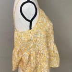 Zaful Yellow Floral Spaghetti Strap Ruffle Peplum Crop Top Photo 7