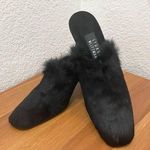 Stuart Weitzman 5W 47312 Black Calf Hair Fur Slip On Heeled Mules Size 8.5 Photo 0