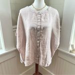  100% Linen Blouse Tahari Kimono Sleeve Neutral Relaxed Summer Beach Photo 8