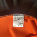 Women’s Black & Orange Asymmetrical Ruffled Front Midi Dress Zip Up Back Size M Orange Size M Photo 11