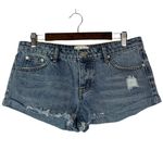 Blank Paige Medium Wash Distressed Denim Shorts L Photo 7