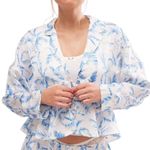Free People NWT Beauty Sleep Pajama Top Satin Floral Print Button Up Size XL Photo 0