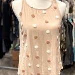Anthropologie MINE Brand Textures Polka Dot Fuzzy Neutral Colored Tank Top Photo 0