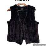 AQUA by Bloomingdale’s faux fur black v neck vest size M Photo 0
