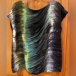 Loft Ann Taylor   Multi-Color Abstract Stripe Print Cap Sleeve Blouse Size XL‎ Photo 9