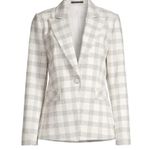 Elie Tahari NWT $398  cream black checkered blazer extra button Photo 3