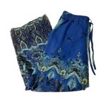 Badgley Mischka Blue Print Lined Wide Leg Pull On Pants Women L Photo 0