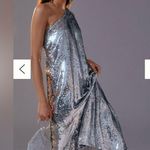Anthropologie NWT MAEVE  One Shoulder Sequin Ruffle
Maxi Dress Silver XS Photo 1