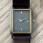 Seiko Vintage Ladies Watch Rare Striped Gray Dial Two-Tone Case Leather Strap Photo 1